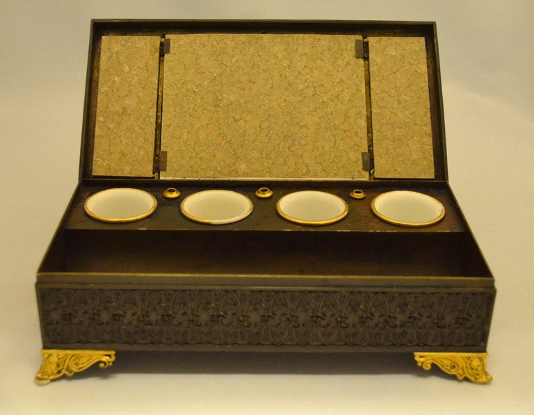 Patinated Bronze & Ormolu Inkwell