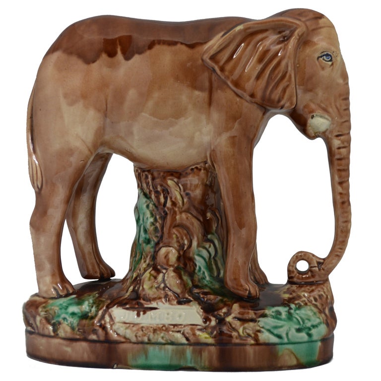 Majolica Pottery Figure of Jumbo For Sale
