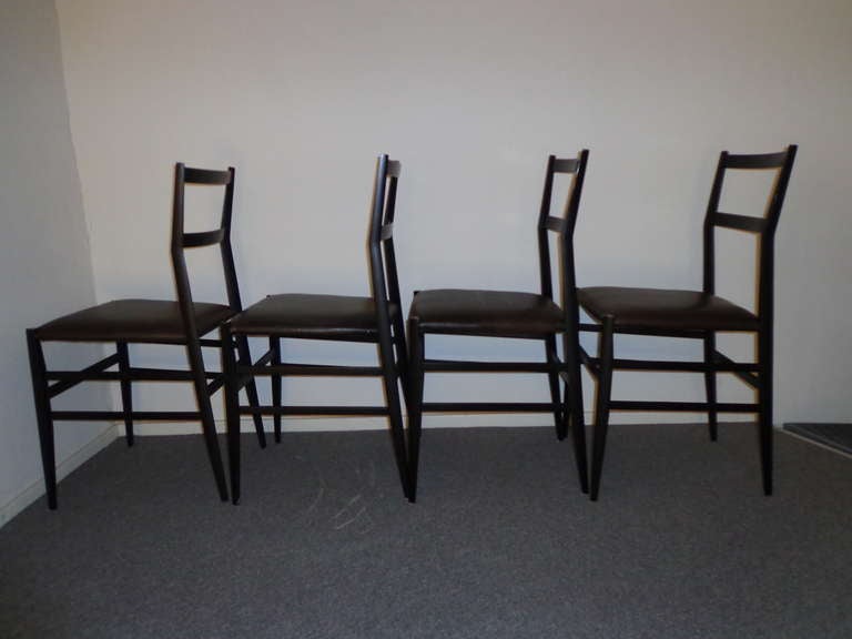 Four Gio Ponti Superleggera Dining Chairs by Cassina In Good Condition In Amsterdam, NL