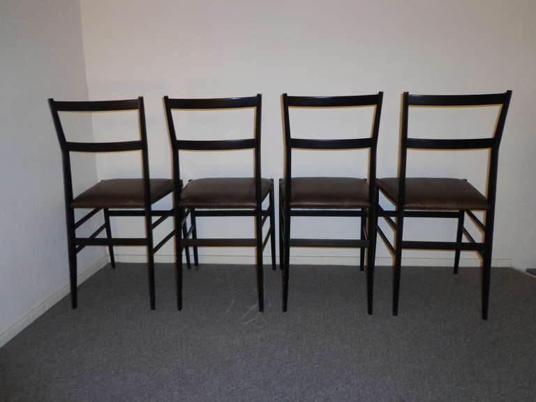 Mid-20th Century Four Gio Ponti Superleggera Dining Chairs by Cassina