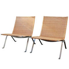 Pair PK 22 Lounge Chair by Poul Kjaerholm for E. Kold Christensen