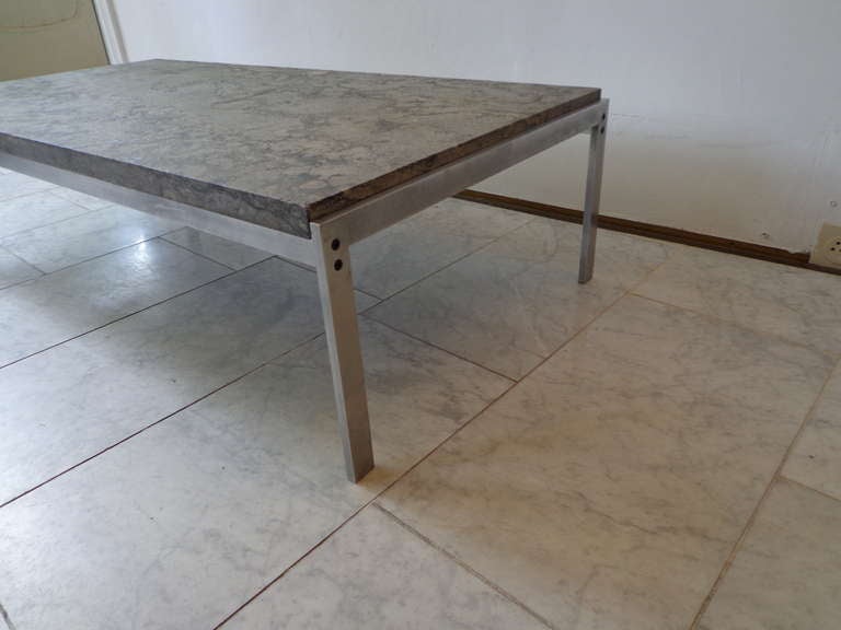 PK 63a coffee table with chrome steel legs and Porsgrunn marble top. Designed by Poul Kjaerholm for E. Kold Christensen, Denmark, circa 1968.

Signed twice with impressed manufacturer’s mark to base. 

Literature: The furniture of Poul
