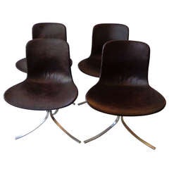 Four PK 9 dining chairs by Poul Kjaerholm for E. Kold Christensen