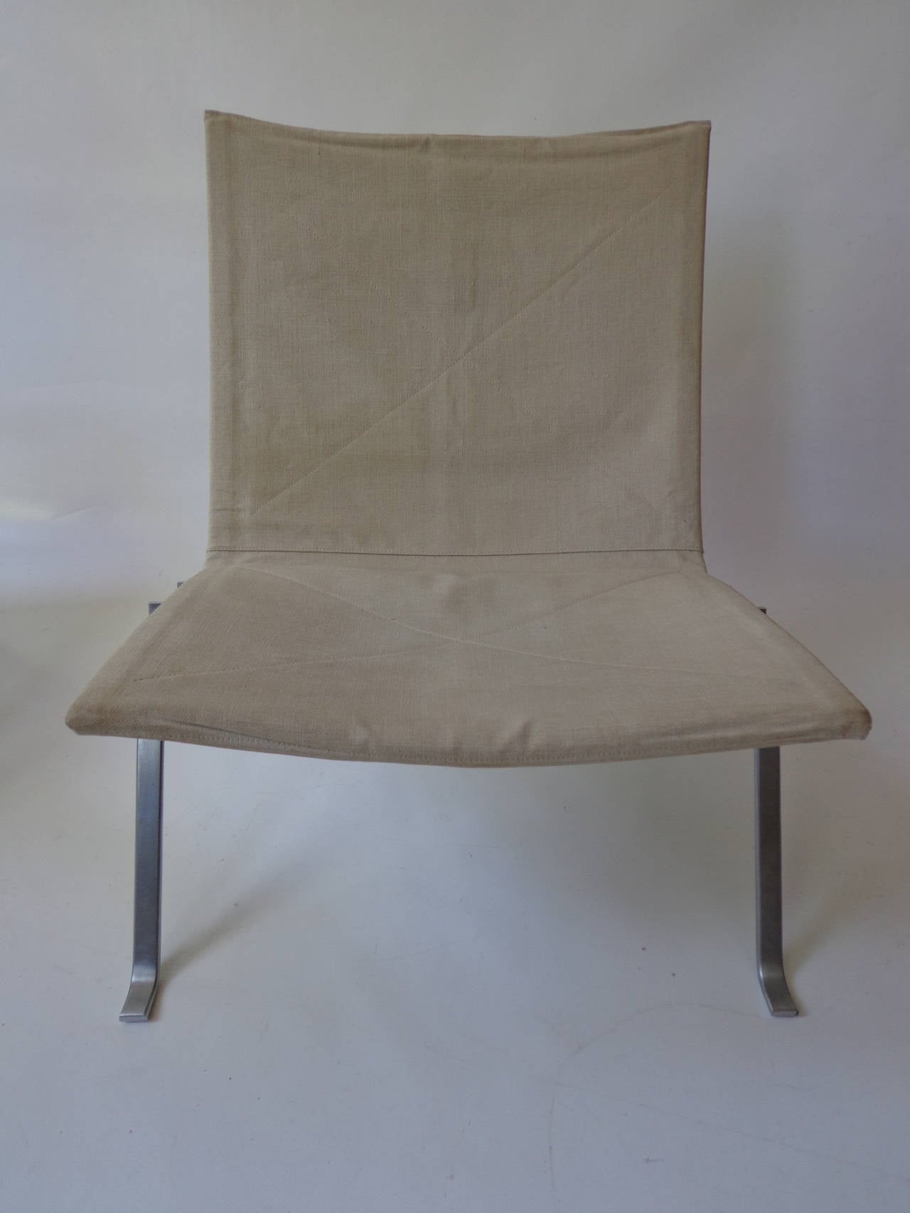 PK 22 Lounge Chairs in Original Canvas by Poul Kjaerholm for E. Kold Christensen 1