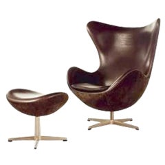 Limited Golden Egg chair with footstool and matching Swan chair