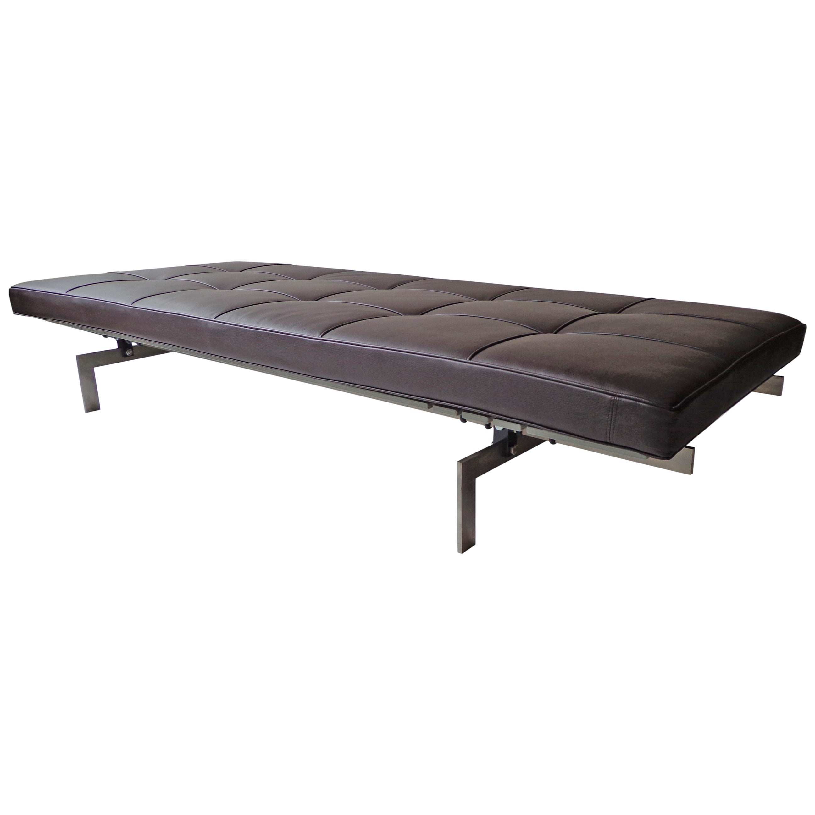 PK 80 Daybed by Poul Kjaerholm in Dark Brown Leather by E. Kold Christensen