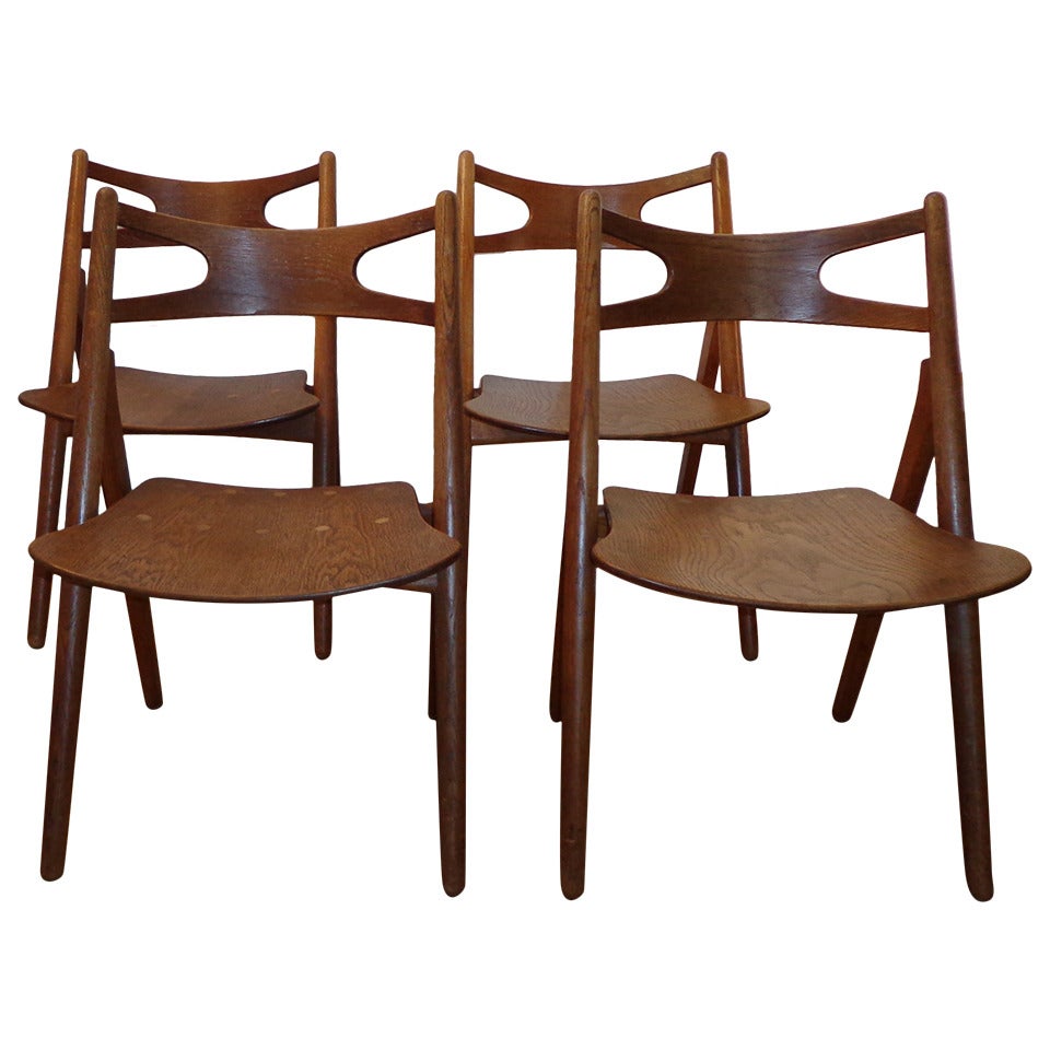 Four Sawbuck Dining Chairs CH 29 by Hans Wegner for Carl Hansen & Søn