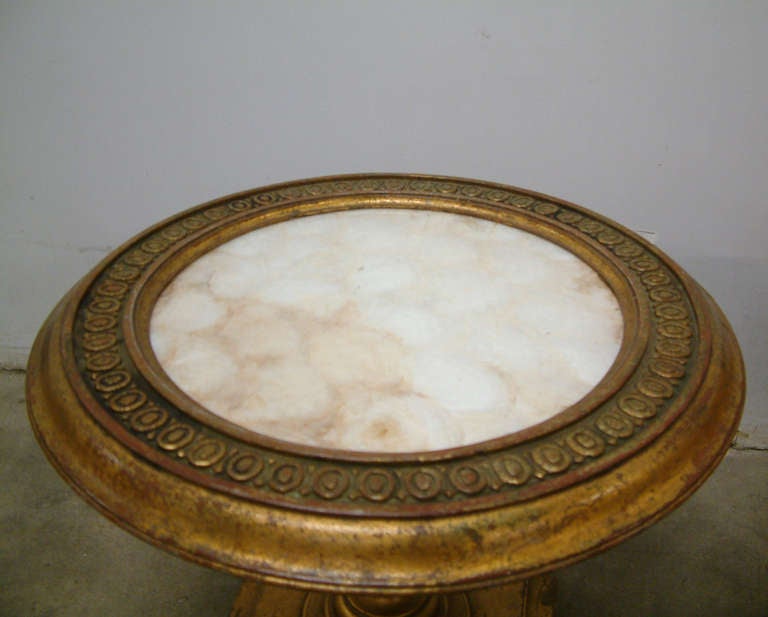 American Pair of Baroque Regency Style Giltwood, Bronze and Abalone Tables circa 1940 For Sale