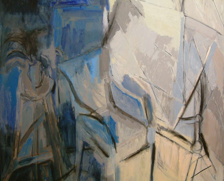American Large Ann Lyne Oil on Canvas circa 1990 For Sale