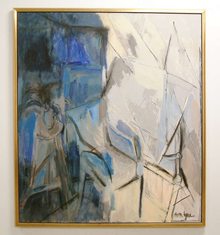 Modern Large Ann Lyne Oil on Canvas circa 1990 For Sale