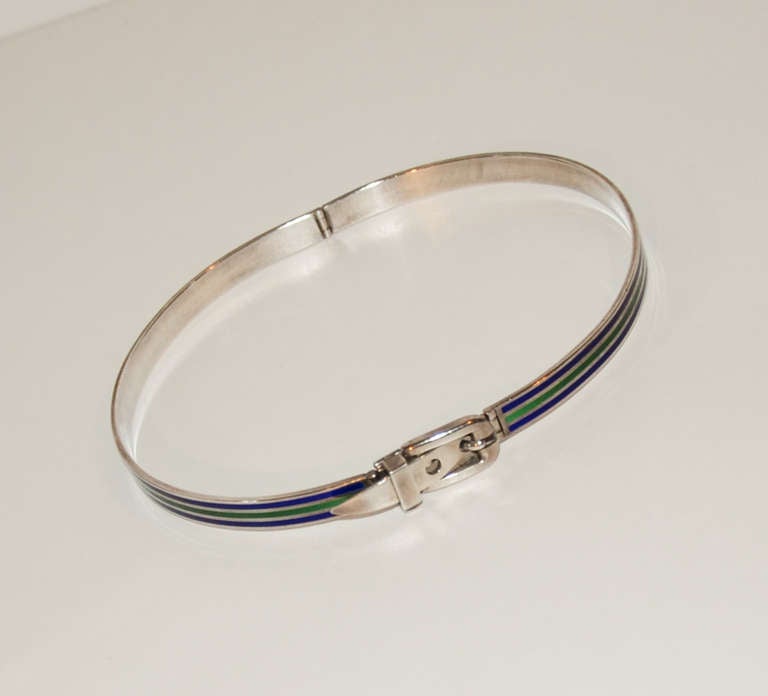 Rare Gucci Italy Sterling Silver and Enamel Necklace circa 1970