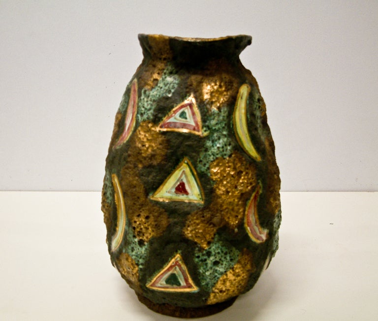 Mid-Century Modern Italo Casini Lava Glaze Ceramic Ewer