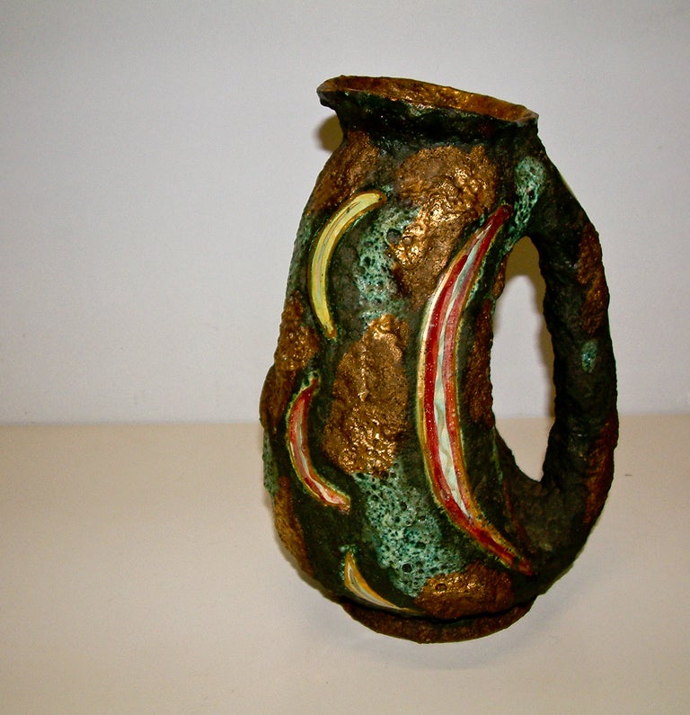 Italo Casini Lava Glaze Ceramic Ewer In Excellent Condition In Richmond, VA