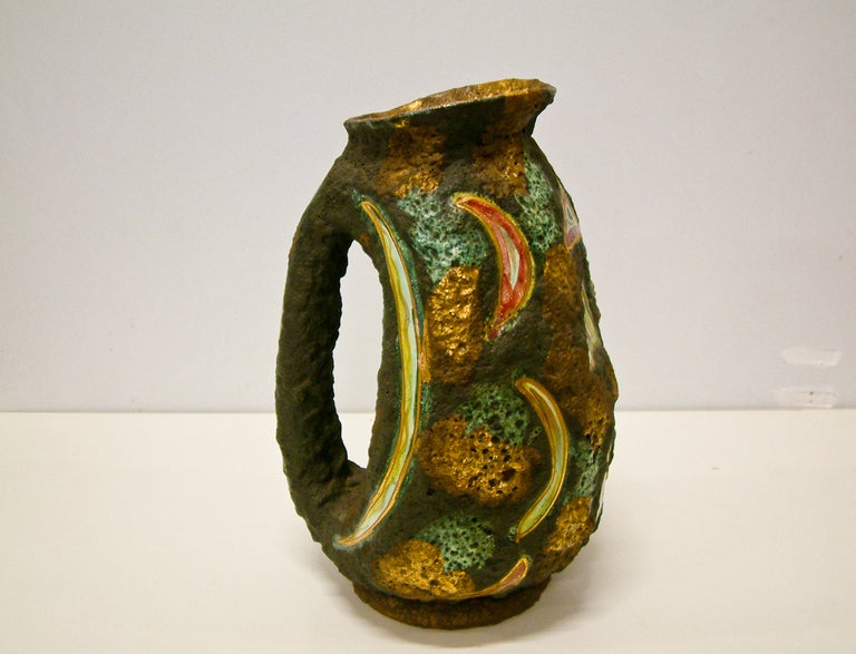 20th Century Italo Casini Lava Glaze Ceramic Ewer