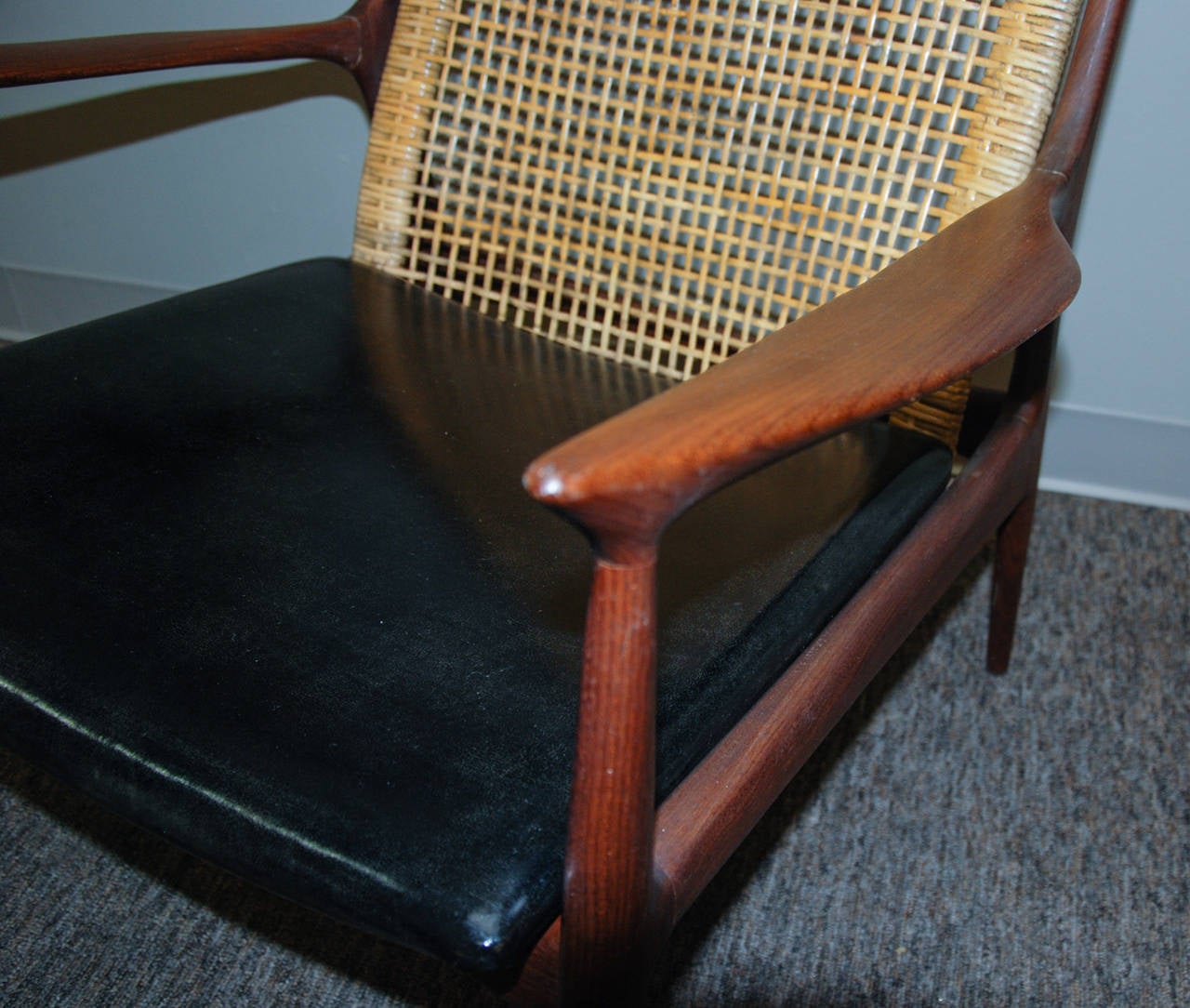 20th Century Peter Hvidt & Orla Mølgaard-Nielsen Teak and Cane Back Lounge Chair, circa 1960