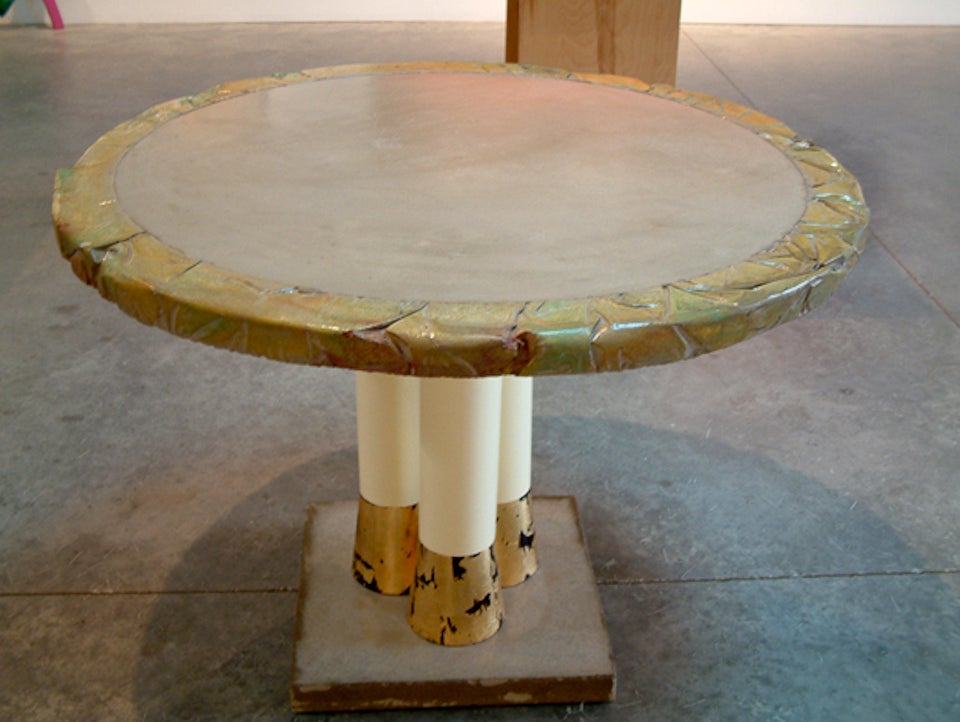 Carmen Spera pedestal table with cement top and base.  Acquired from Art et Industrie, New York, NY. A wonderful example of the 1980's art furniture movement at it's best.