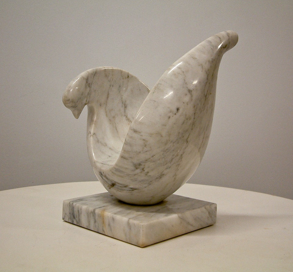 Carrara Marble Stylized Marble Dove Sculpture
