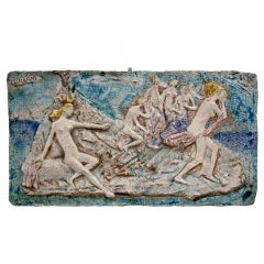 Retro Ugo Lucerni Majolica Wall Relief