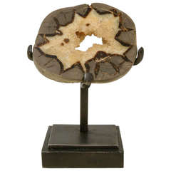 A Septarian Geode Mounted on a Custom Maurice Beane Stand circa 1990