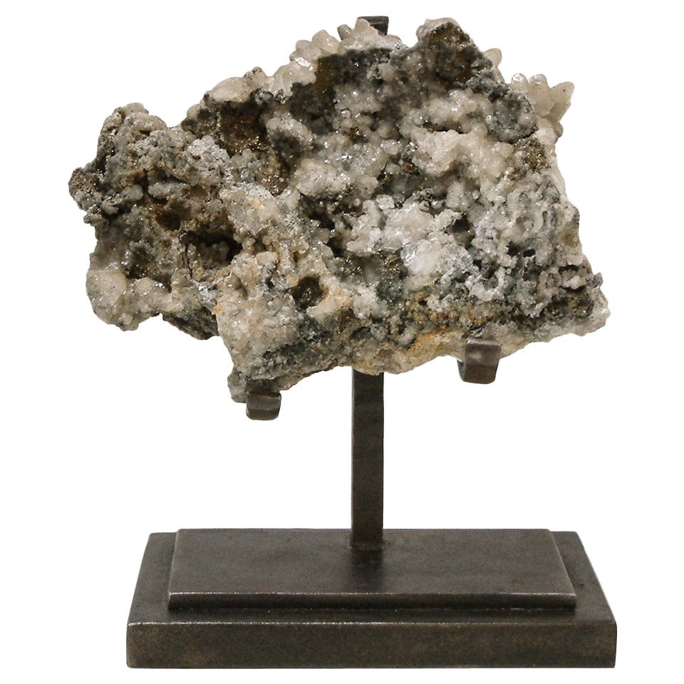 Rock Crystal with Metallic Deposits Mounted on a Custom Maurice Beane Stand For Sale