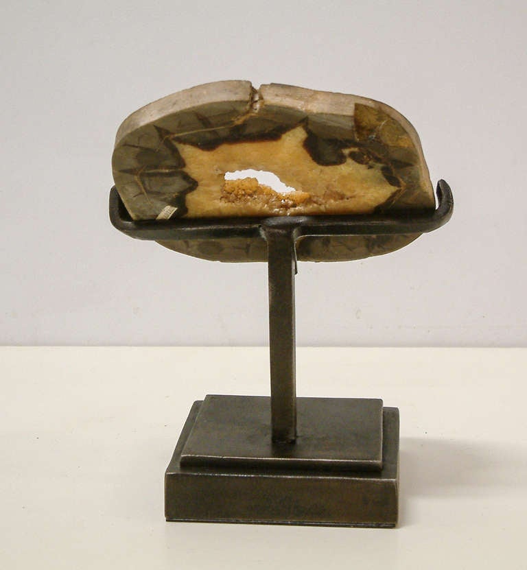 20th Century A Septarian Geode Mounted on a Custom Maurice Beane Stand circa 1990