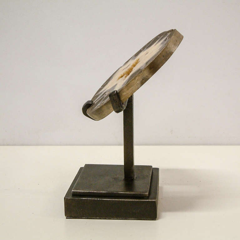 Steel A Septarian Geode Mounted on a Custom Maurice Beane Stand circa 1990
