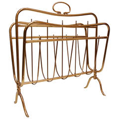 Italian Brass Magazine Holder Attributed to Maffeis, Italy, circa 1950