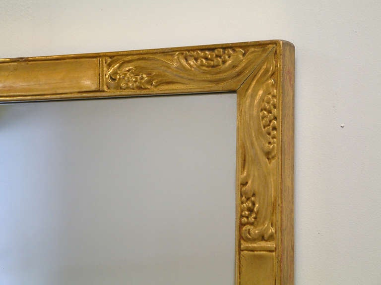 Modern Art Nouveau Carved and Gilded Wood Mirror Circa 1910
