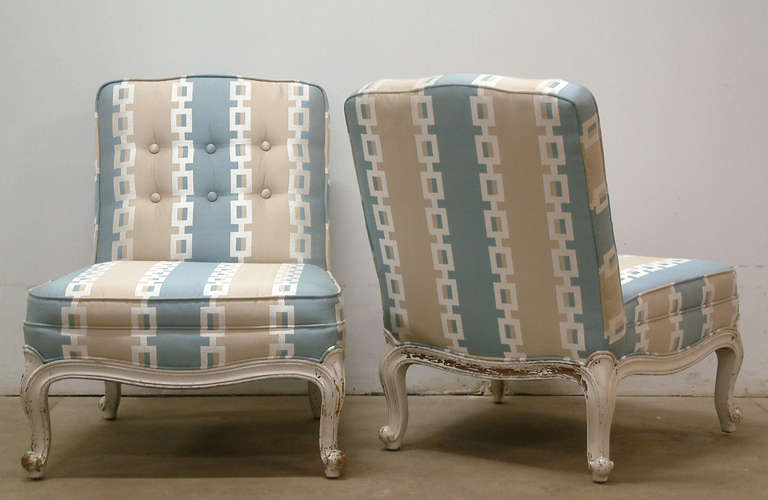 Modern Pair of Drexel French Provincial Boudoir Chairs, circa 1950 For Sale