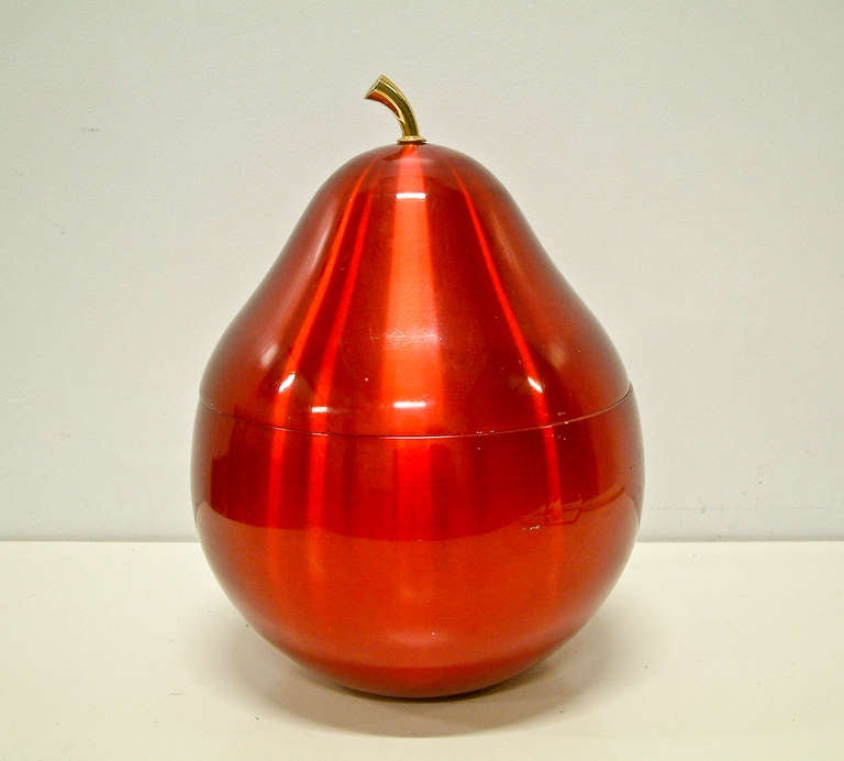 Australian Daydream Production 1960's Red Anodized Aluminum Pear Ice Bucket