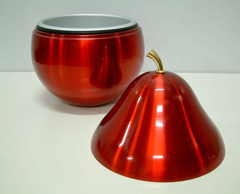 Mid-Century Modern Daydream Production 1960's Red Anodized Aluminum Pear Ice Bucket