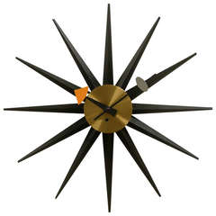 Vintage Wind-Up George Nelson and Associates Spike Clock for Howard Miller, circa 1950