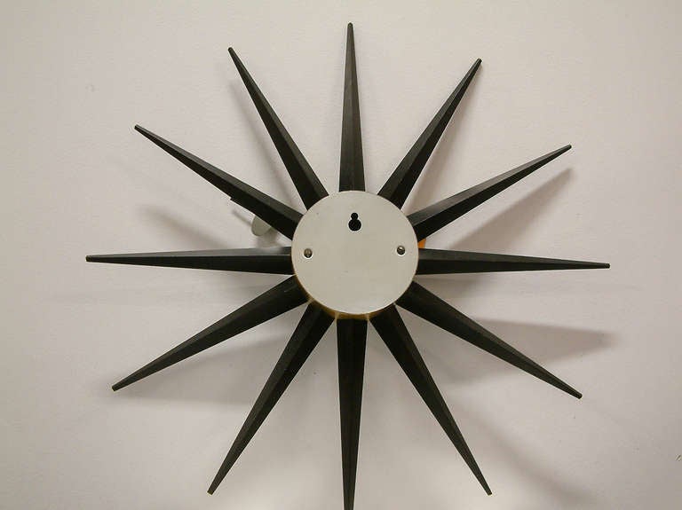 Wind-Up George Nelson and Associates Spike Clock for Howard Miller, circa 1950 In Excellent Condition In Richmond, VA