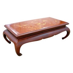 Vintage Thanhle Cinnabar Lacquered Goldfish Coffee Table