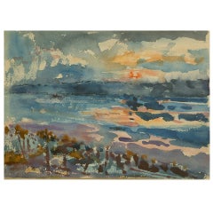Nell Blaine "Hudson River" Watercolor on Paper Nell Blaine "Hudson River" Watercolor on Paper