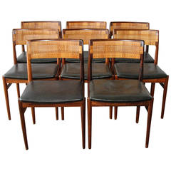 Eight Danish Rosewood Dining Chairs Attributed to Bender Madsen