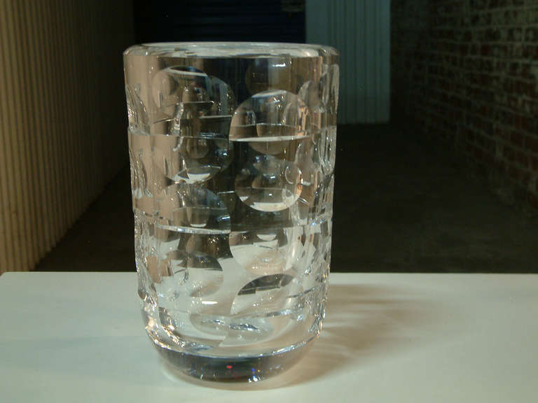 Large Orrefors Cut Crystal Glass Vase In Excellent Condition In Richmond, VA