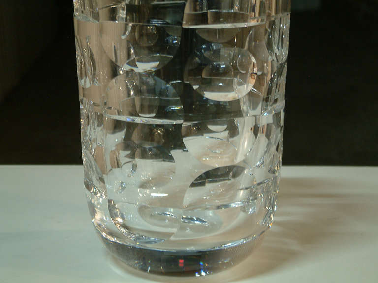 Mid-20th Century Large Orrefors Cut Crystal Glass Vase