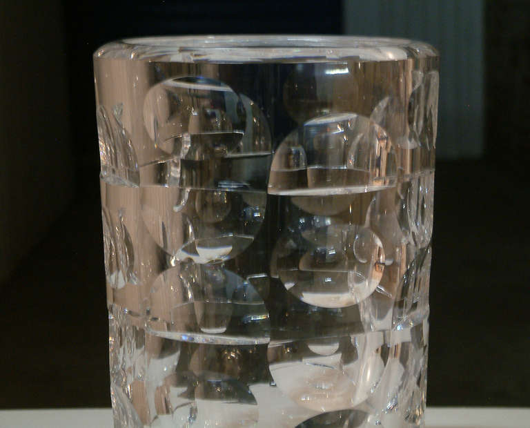 Large Orrefors Cut Crystal Glass Vase 1