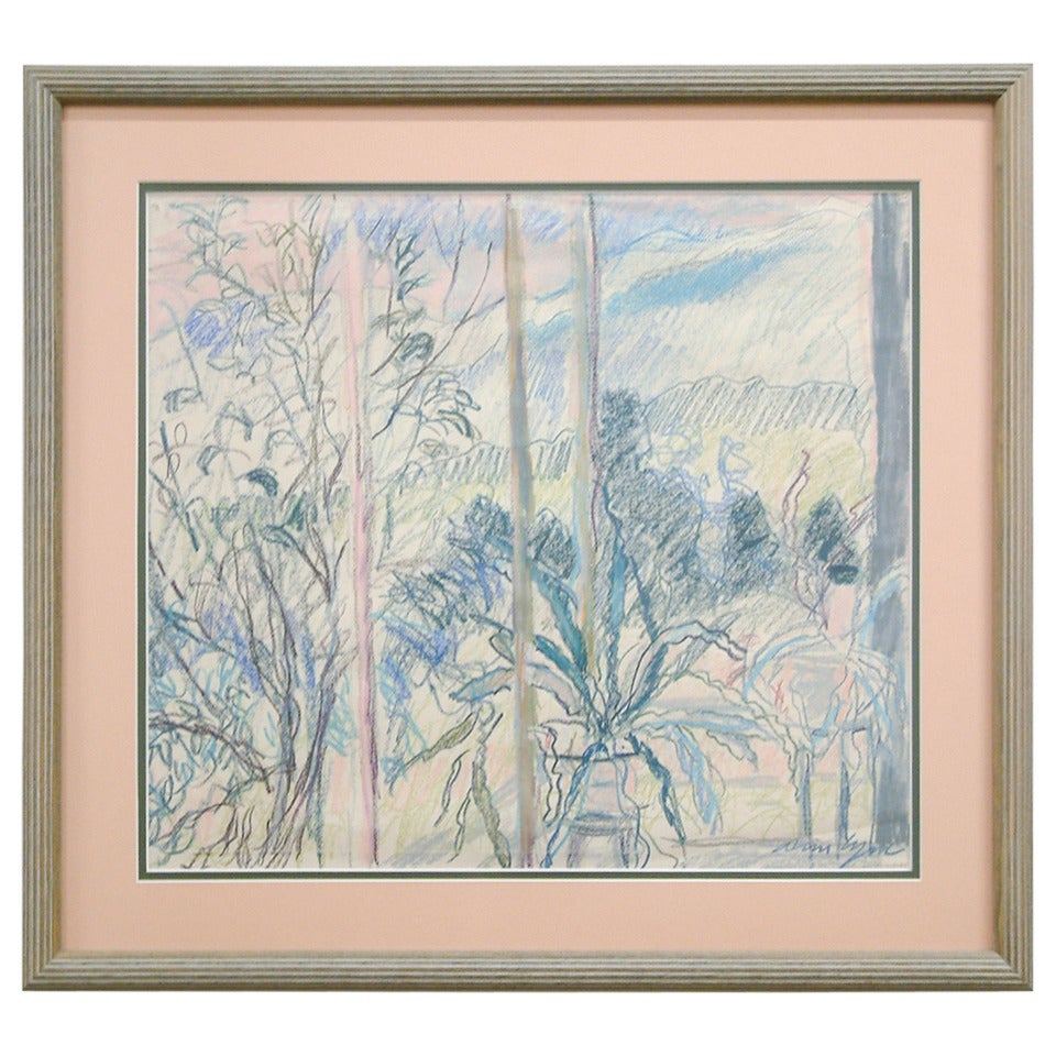 Ann Lyne Landscape Oil Pastel on Paper For Sale