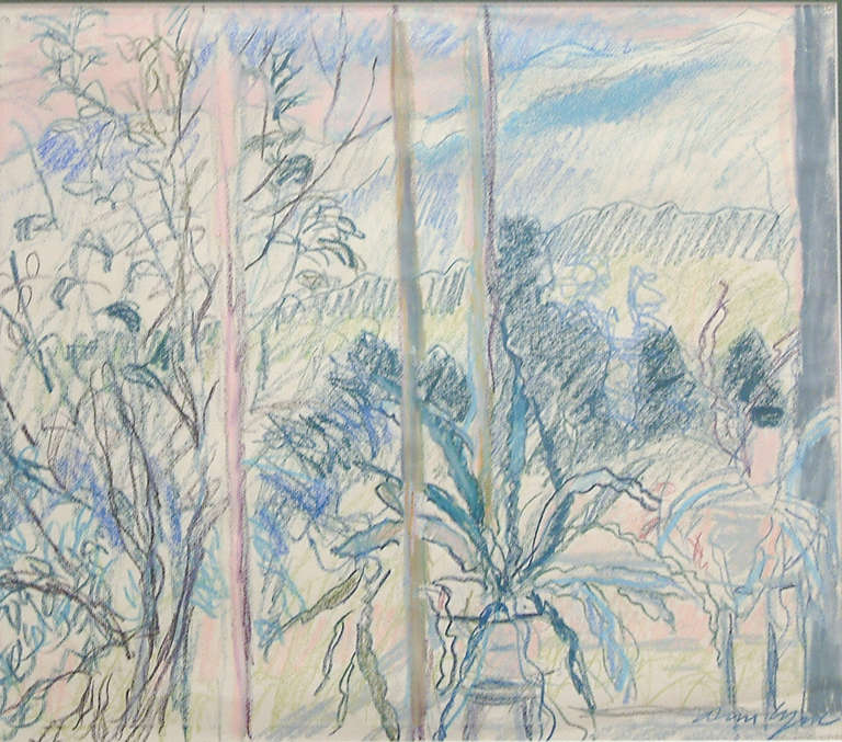 Modern Ann Lyne Landscape Oil Pastel on Paper For Sale