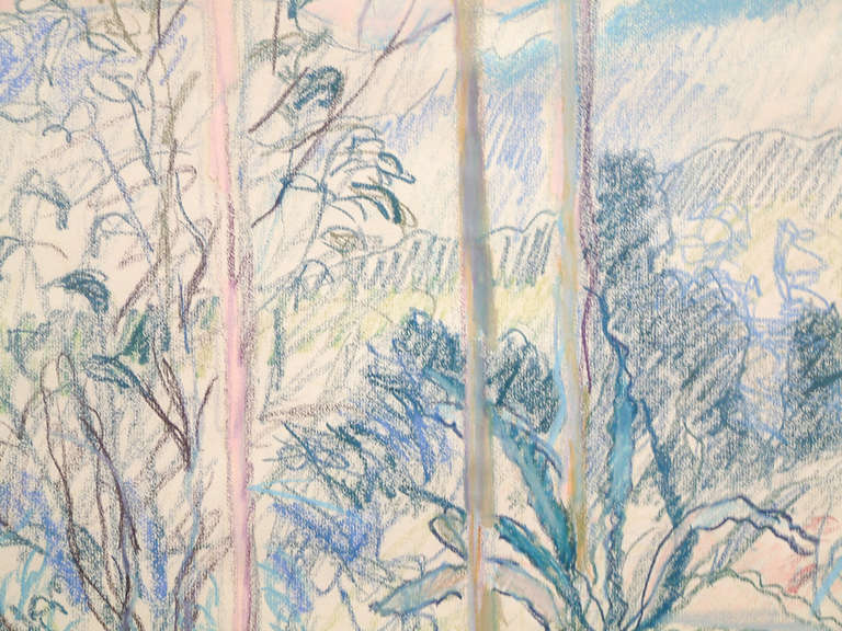 Ann Lyne Landscape Oil Pastel on Paper In Excellent Condition For Sale In Richmond, VA