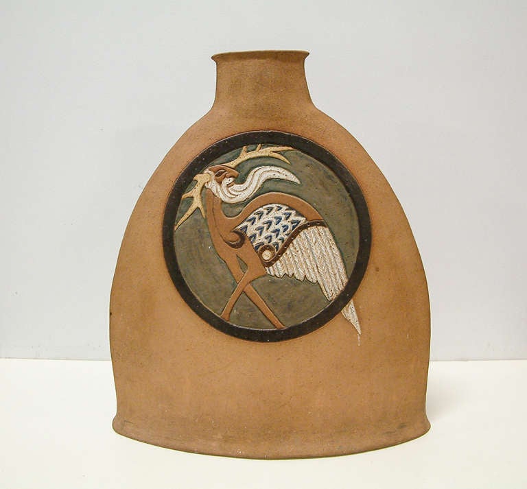 Mid-Century Modern Large Nittenegger Stoneware Vase For Sale