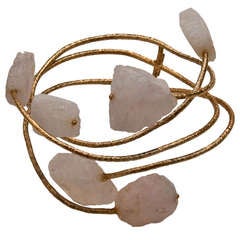 Etro Goldtone Hammered Wire and Quartz Bracelet & Ring