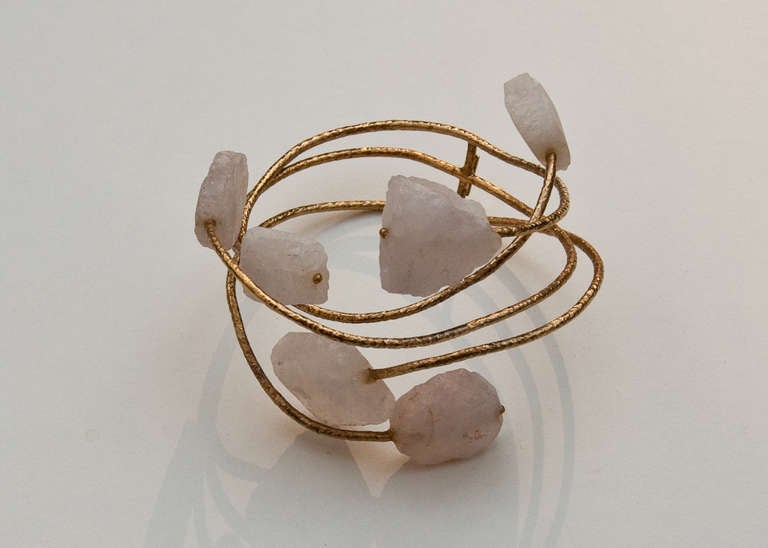 Etro Goldtone Hammered Wire and Quartz Bracelet & Ring