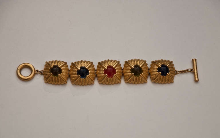 20th Century Givenchy 3 Piece Goldtone and Cabochon Set For Sale