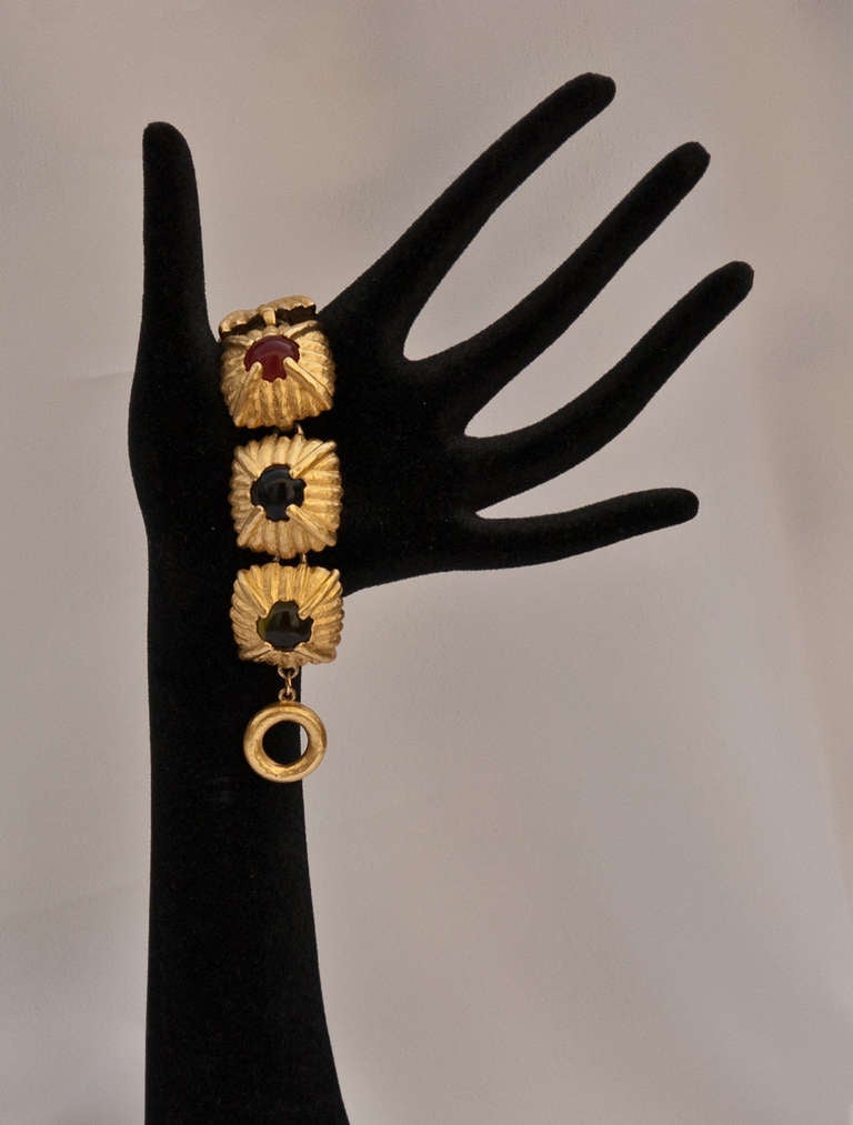 Modern Givenchy 3 Piece Goldtone and Cabochon Set For Sale