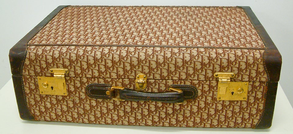 Christian Dior Leather and Fabric Suitcase