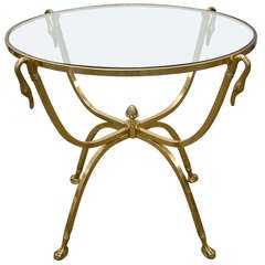 Italian Brass and Glass Swan Motif Table in the Style of Jansen