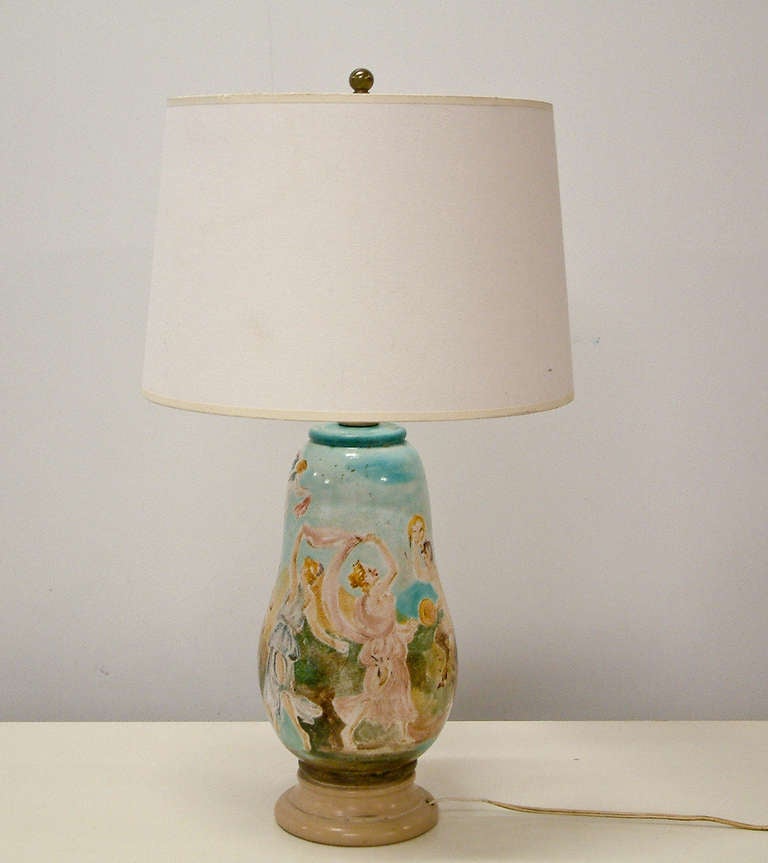 Professor Eugenio Pattarino Ceramic Lamp Italy Circa 1940 For Sale 2